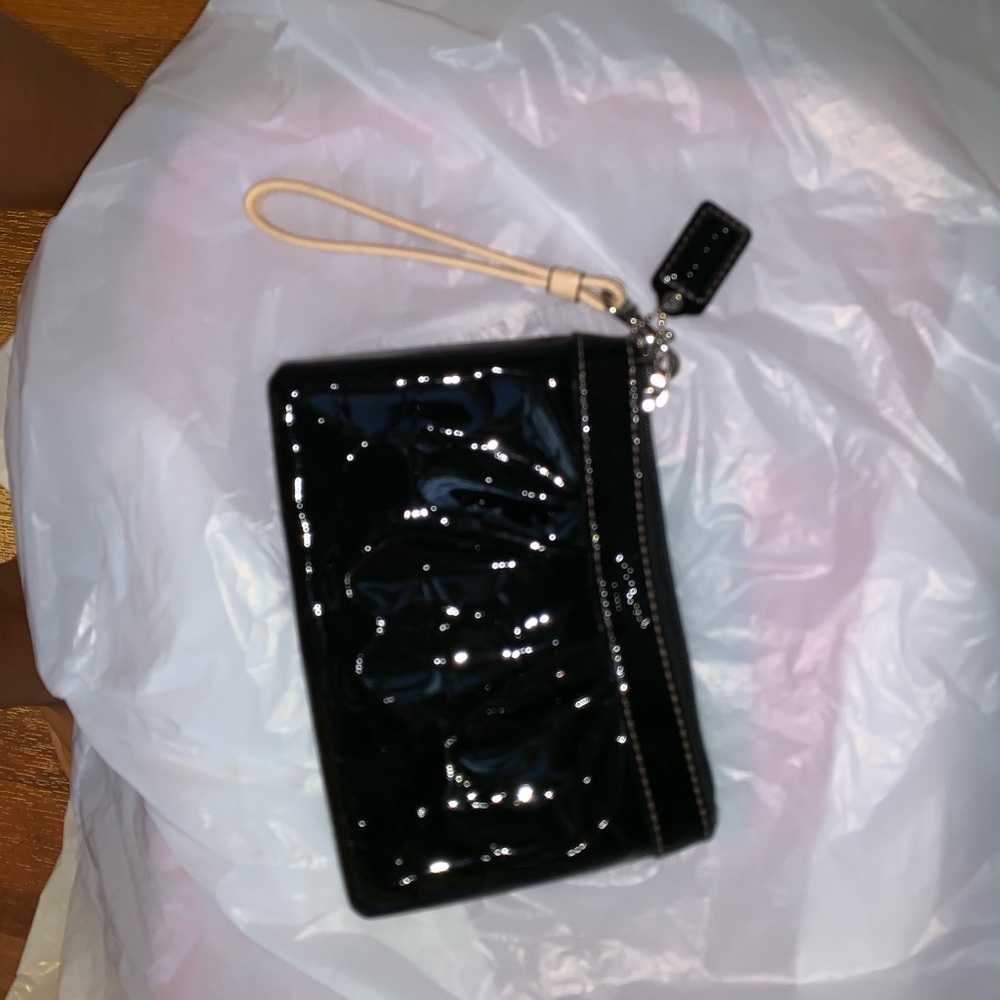 Coach Black Patent Leather Wristlet